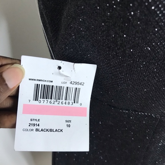 Rm Richards Black Sparkly Shift Mesh panel Dress - Picture 4 of 6